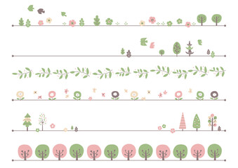北欧風 手書き春のライン　木