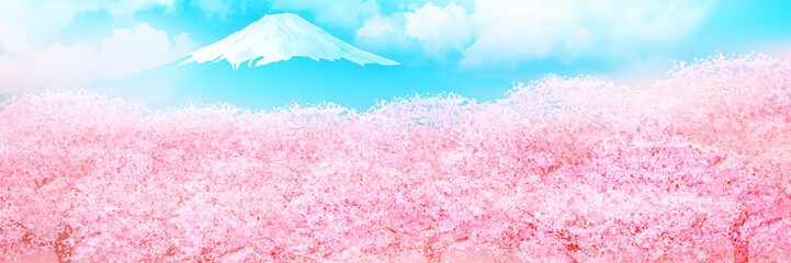富士山　桜　春　背景  © J BOY