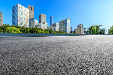 Asphalt road and modern city commercial buildings in Beijing,China.