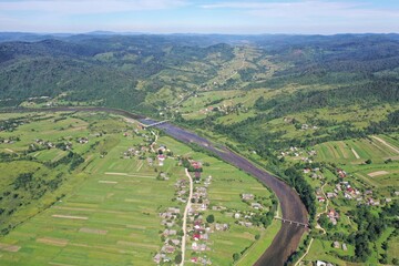 mountains, river, village, Lastivka village, travel, nature, greenery, trees 