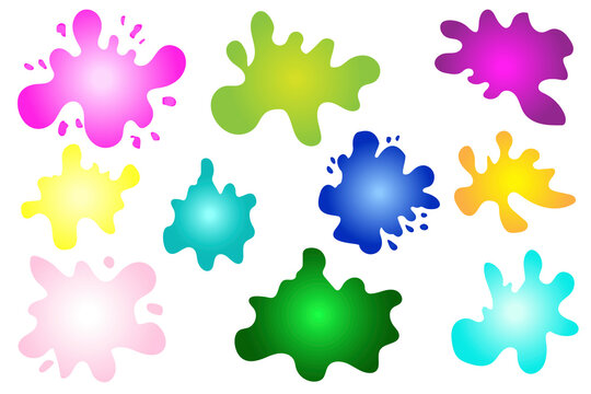 Colored blots set, great design for any purposes. Grunge brush. Abstract artistic vector illustration. Stock image. EPS 10.