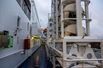 Life-saving appliances on board the Gabriella passenger cruise ferry.