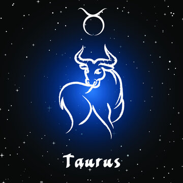 Vector of taurus horoscope sign in twelve zodiac with galaxy stars background, vector of polygon bull