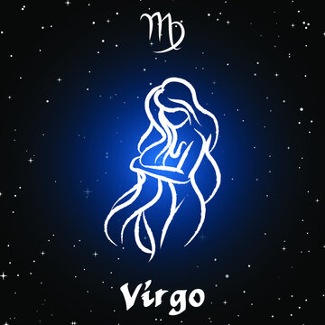 Virgo horoscope sign in twelve zodiac with galaxy stars background