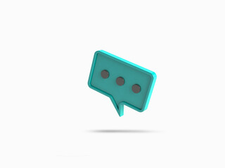 Chat bubble icon typing isolated on white background Comment mark symbol Minimal concept, 3D rendering.