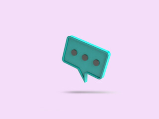 Chat bubble icon typography isolated on pink background, symbol, comment mark, minimal concept, 3d rendering.