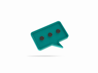 Chat bubble icon typing isolated on white background Comment mark symbol Minimal concept, 3D rendering.