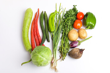 Healthy food concept. Vegetables collection isolated over white background.