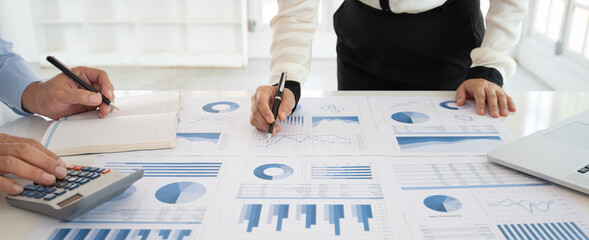 Business people meeting and analysis market data research  have been informed. business strategy...