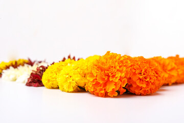 Orange and yellow Marigold Flower decoration for indian festival
