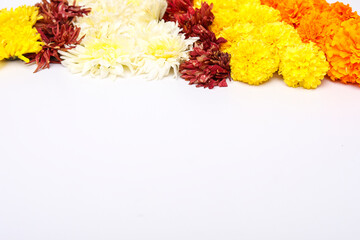 Orange and yellow Marigold Flower decoration for indian festival