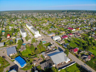 Obraz premium Aerial view of the city in summer (Omutninsk, Kirov region, Russia)