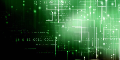 2d illustration abstract digital binary data on computer screen
