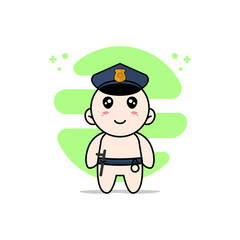 Cute baby character wearing police costume.