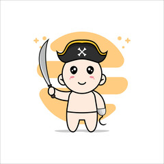 Cute baby character wearing Pirate costume.