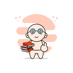Cute baby character wearing librarian costume.