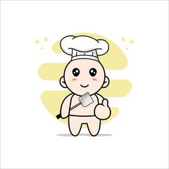 Cute baby character wearing chef costume.