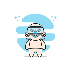 Cute baby character wearing divers costume.
