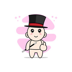 Cute baby character wearing magician costume.