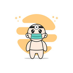Cute baby character wearing doctor costume.