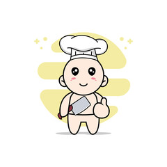 Cute baby character wearing chef costume.