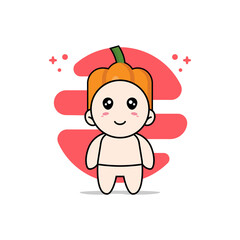 Cute baby character wearing pumpkin costume.