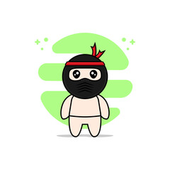 Cute baby character wearing ninja costume.