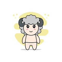 Cute baby character wearing sheep costume.