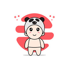Cute baby character wearing panda costume.
