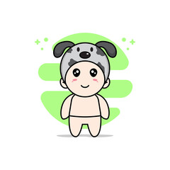 Cute baby character wearing dog costume.