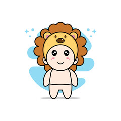 Cute baby character wearing lion costume.