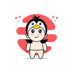 Cute baby character wearing Penguin costume.