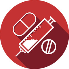 Syringe Icon with capsule and tablet. Medicine Icon.