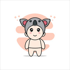 Cute baby character wearing koala costume.