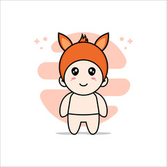 Cute baby character wearing fox costume.