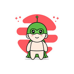 Cute baby character wearing superhero costume.