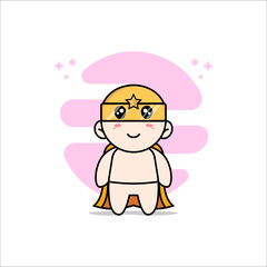 Cute baby character wearing superhero costume.