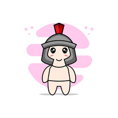 Cute baby character wearing gladiator costume.