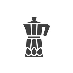 Coffee cezve on gas stove vector icon. filled flat sign for mobile concept and web design. Mocha coffee brewing glyph icon. Symbol, logo illustration. Vector graphics