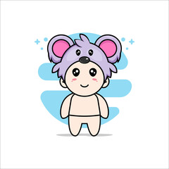 Cute baby character wearing koala costume.