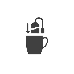 Tea brewing vector icon. filled flat sign for mobile concept and web design. Cup and tea bag glyph icon. Symbol, logo illustration. Vector graphics