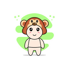 Cute baby character wearing monkey costume.