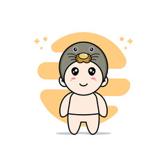 Cute baby character wearing seals costume.