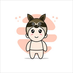 Cute baby character wearing fox costume.