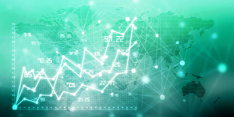 2d rendering Stock market online business concept. business Graph 