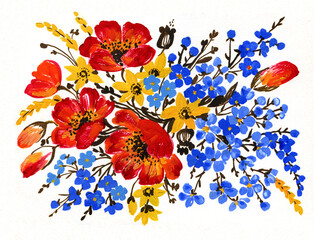Scenic illustration of a bouquet of flowers.