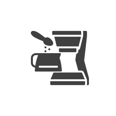 Coffee brewing instruction vector icon. filled flat sign for mobile concept and web design. glyph icon. Symbol, logo illustration. Vector graphics