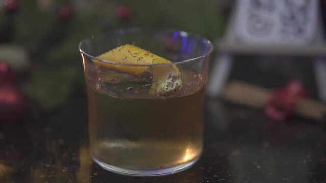 Delicious cocktail in the transparent glass
