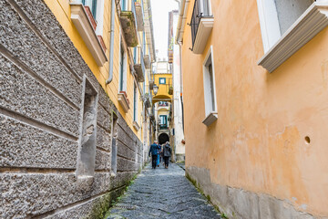Street view of the old town of Salerno in Salerno, Italy