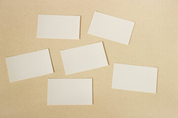 Blank card paper mockup on beige Japanese paper for presentation